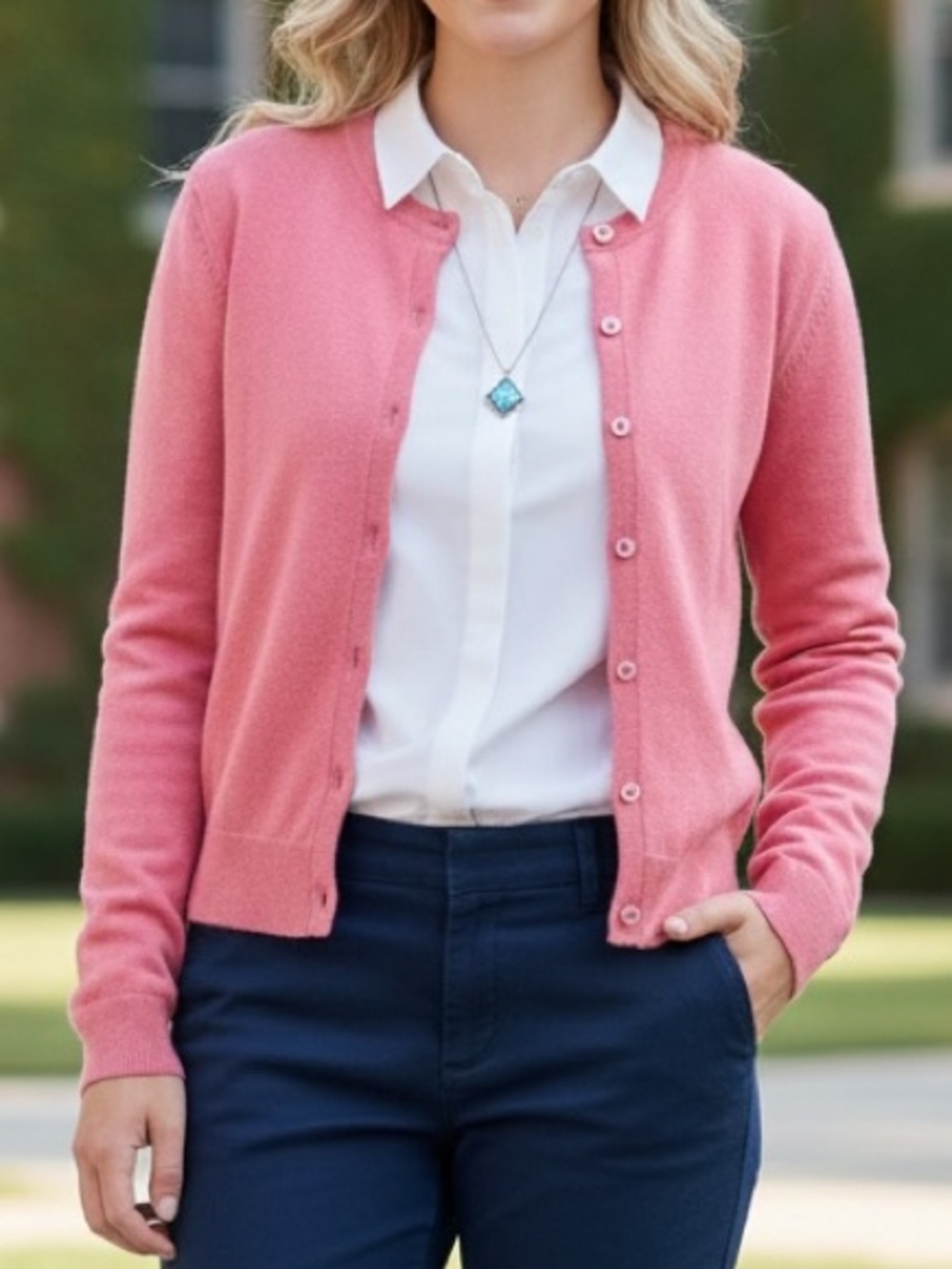 🌸 Gap Lightweight Cardi 🌸 Jewel Button Detail - Raspberry Sorbet Pink,  Sz Small